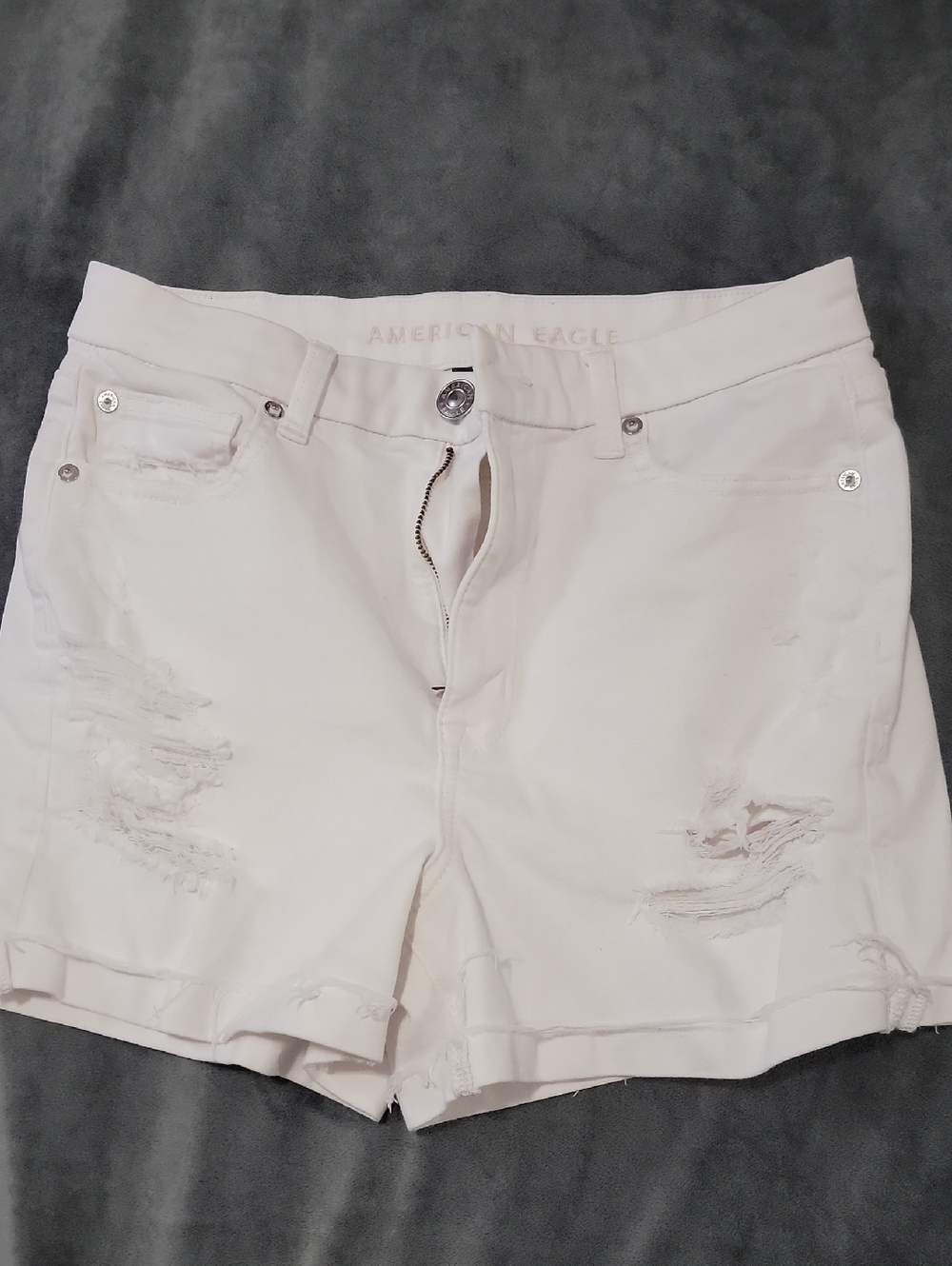 American Eagle Outfitters White Distressed Denim Shorts